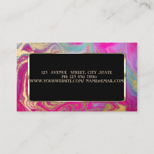 Elegant Modern, Lotus Glitter Colorful Marble Visitekaartje (Achterkant)