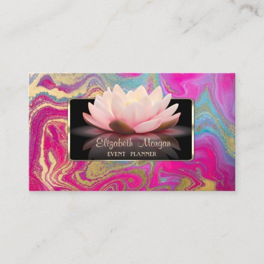 Elegant Modern, Lotus Glitter Colorful Marble Visitekaartje (Voorkant)