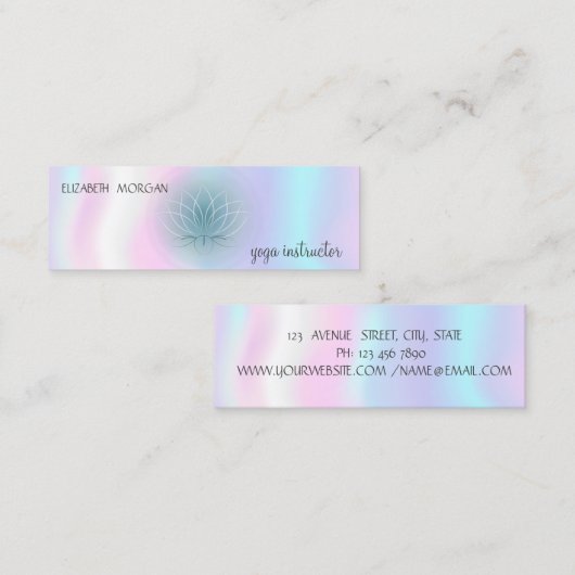 Elegant modern Lotus Holographic Mini Visitekaartje (Voorkant / Achterkant)