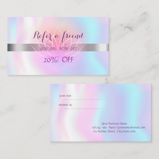 Elegant Modern Lotus, Holographic Reference Kaart (Voorkant / Achterkant)