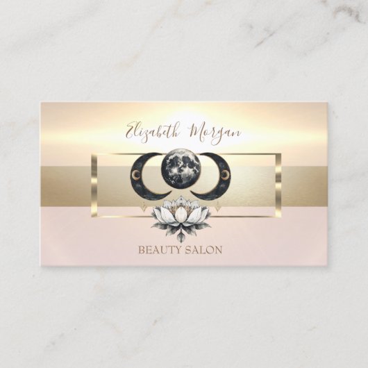 Elegant Modern Lotus Moon Goud Lijst Visitekaartje (Voorkant)