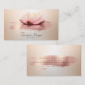 Elegant Modern Lotus Roos Gold Brush Stroke Visitekaartje (Voorkant / Achterkant)