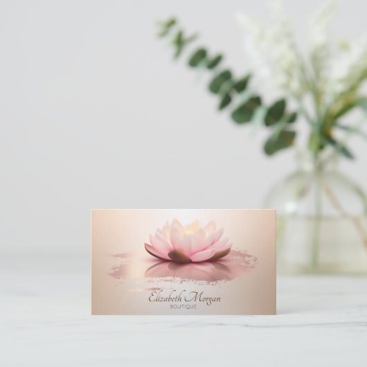 Elegant Modern Lotus Roos Gold Brush Stroke Visitekaartje (Staand voorkant)
