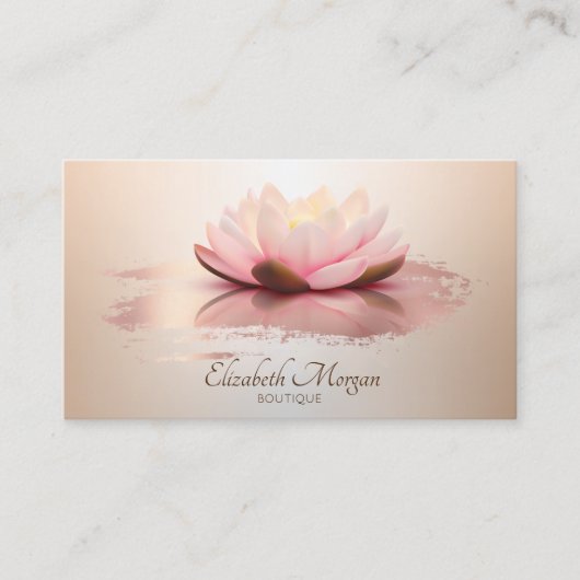Elegant Modern Lotus Roos Gold Brush Stroke Visitekaartje (Voorkant)