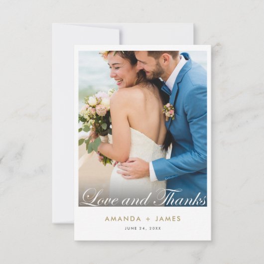 Elegant Modern Love and Bedankt Gold Photo Wedding (Voorkant)