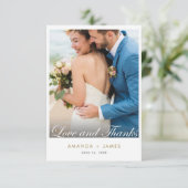 Elegant Modern Love and Bedankt Gold Photo Wedding (Staand voorkant)