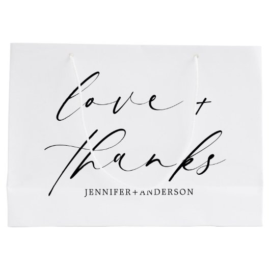 Elegant Modern Love and Bedankt Script Wedding Groot Cadeauzakje (Achterkant)