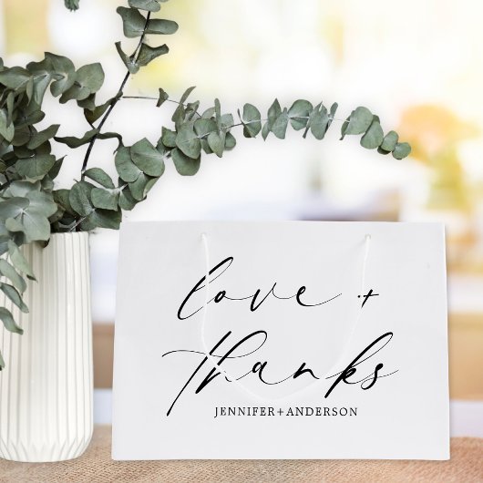 Elegant Modern Love and Bedankt Script Wedding Groot Cadeauzakje