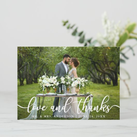 Elegant Modern Love and Bedankt | Weddenfoto (Staand voorkant)