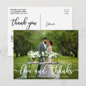 Elegant Modern Love and Bedankt | Weddenfoto Briefkaart (Voorkant / Achterkant)