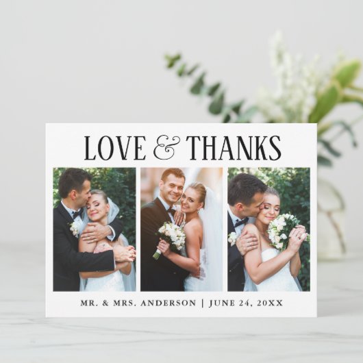 Elegant Modern Love and Bedankt Wedding 3 Foto (Staand voorkant)