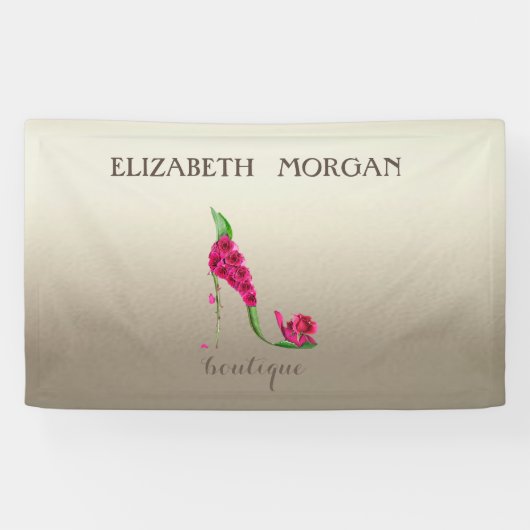 Elegant modern, luchtig, bloemen, hoge hiel spandoek (Horizontaal)
