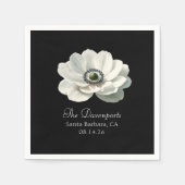 Elegant Modern Luxe Bloemen Bruiloft Zwart & Wit Servet (Voorkant)