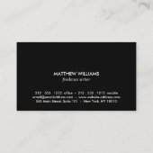 Elegant Modern Luxe Eenvoudige Zwarte Doos Naam Lo Visitekaartje (Achterkant)