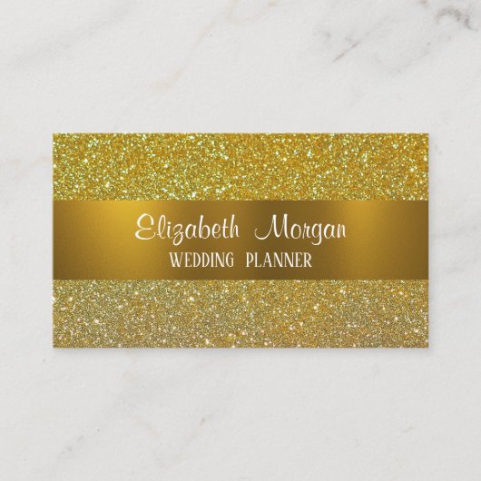 Elegant modern luxe glitter, gouden streep visitekaartje (Voorkant)