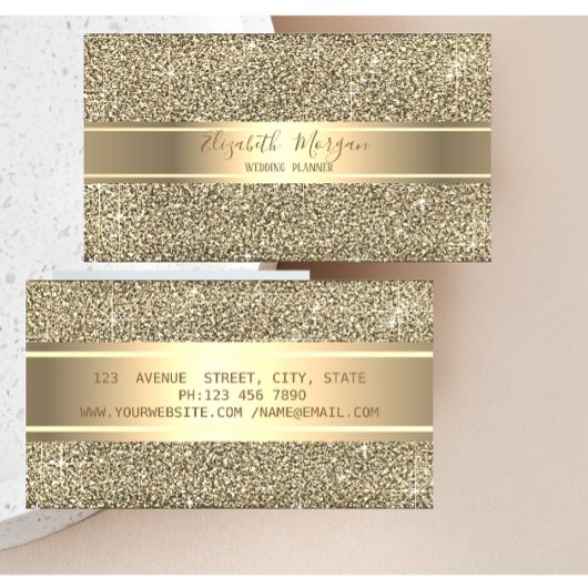 Elegant modern luxe glitter, gouden streep visitekaartje