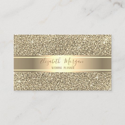 Elegant modern luxe glitter, gouden streep visitekaartje (Voorkant)