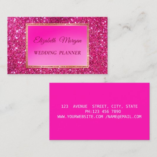 Elegant modern luxe glitter, roze Stripe Visitekaartje (Voorkant / Achterkant)