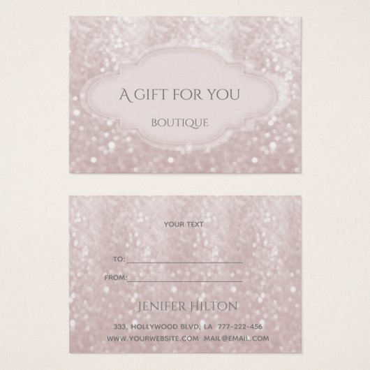 Elegant modern luxe glittery bokeh visitekaartje (Voorkant /achterkant)
