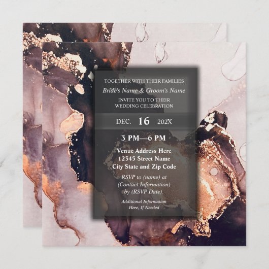 Elegant Modern Luxe Gouden Verguld Bruiloft Kaart (Voorkant / Achterkant)