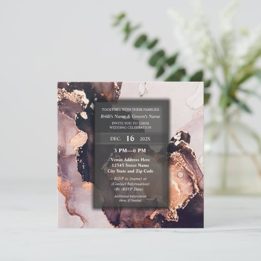 Elegant Modern Luxe Gouden Verguld Bruiloft Kaart (Staand voorkant)