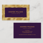 Elegant Modern Luxe Paarse en Faux Gold Foil Visitekaartje (Voorkant / Achterkant)