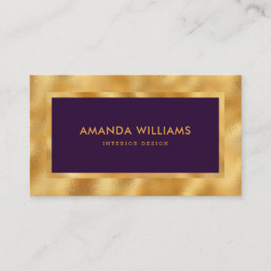 Elegant Modern Luxe Paarse en Faux Gold Foil Visitekaartje