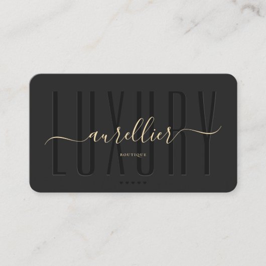 Elegant Modern Luxe Script Monogram Zwart Visitekaartje (Voorkant)