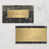 Elegant Modern Luxe Zwart Glitter, Confetti Kortingskaartje (Voorkant / Achterkant)