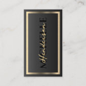 Elegant Modern Luxe Zwart Goud Lijst Monogram Visitekaartje (Voorkant)