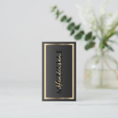 Elegant Modern Luxe Zwart Goud Lijst Monogram Visitekaartje (Staand voorkant)