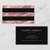 Elegant Modern Luxury Black en Roos Gold Striped Visitekaartje (Voorkant / Achterkant)