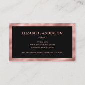 Elegant Modern Luxury Black en Roos Gold Visitekaartje (Achterkant)
