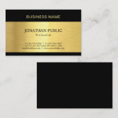 Elegant Modern Luxury Black Gold Plain Trendy Visitekaartje (Voorkant / Achterkant)