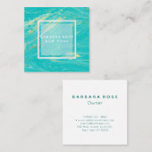 Elegant modern Luxury Blue Marble Vierkante Visitekaartje (Voorkant / Achterkant)