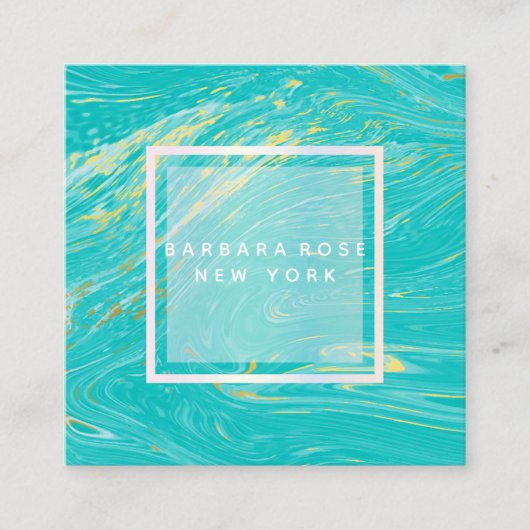 Elegant modern Luxury Blue Marble Vierkante Visitekaartje (Voorkant)