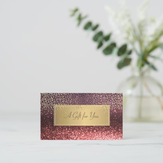 Elegant Modern Luxury Glitter Bokeh Gold Confetti Kortingskaartje (Staand voorkant)