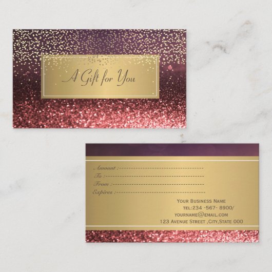 Elegant Modern Luxury Glitter Bokeh Gold Confetti Kortingskaartje (Voorkant / Achterkant)