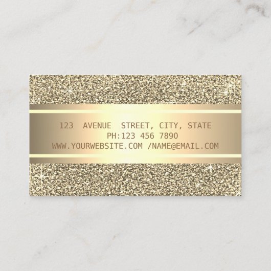 Elegant Modern Luxury Glitter, Gold Stripe, Lotus Visitekaartje (Achterkant)