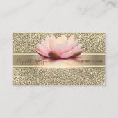 Elegant Modern Luxury Glitter, Gold Stripe, Lotus Visitekaartje (Voorkant)