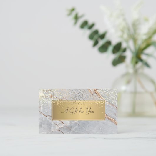 Elegant Modern Luxury Gold Confetti Marble Kortingskaartje (Staand voorkant)