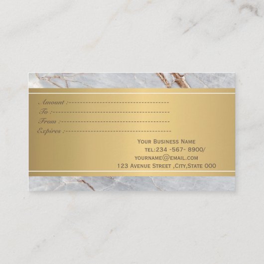 Elegant Modern Luxury Gold Confetti Marble Kortingskaartje (Achterkant)