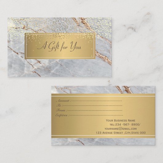 Elegant Modern Luxury Gold Confetti Marble Kortingskaartje (Voorkant / Achterkant)