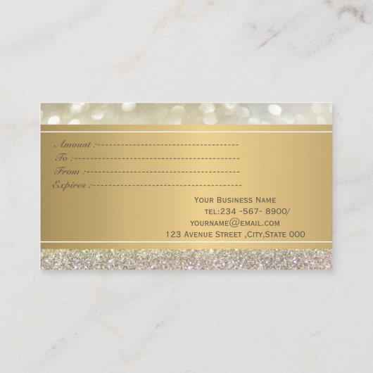 Elegant Modern Luxury Gold Glitter Bokeh Confetti Kortingskaartje (Achterkant)