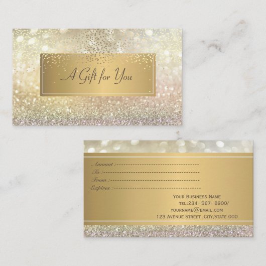 Elegant Modern Luxury Gold Glitter Bokeh Confetti Kortingskaartje (Voorkant / Achterkant)