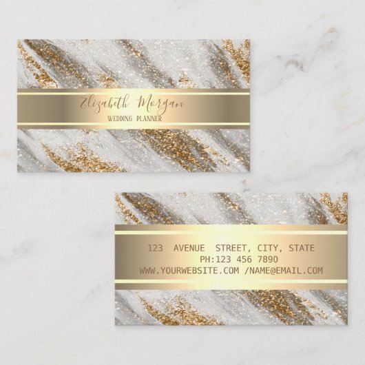 Elegant modern Luxury Gold Glitter, Gold Stripe Visitekaartje (Voorkant / Achterkant)