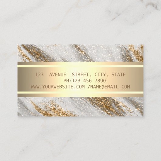Elegant modern Luxury Gold Glitter, Gold Stripe Visitekaartje (Achterkant)