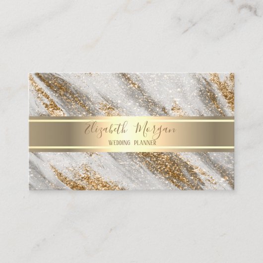 Elegant modern Luxury Gold Glitter, Gold Stripe Visitekaartje (Voorkant)