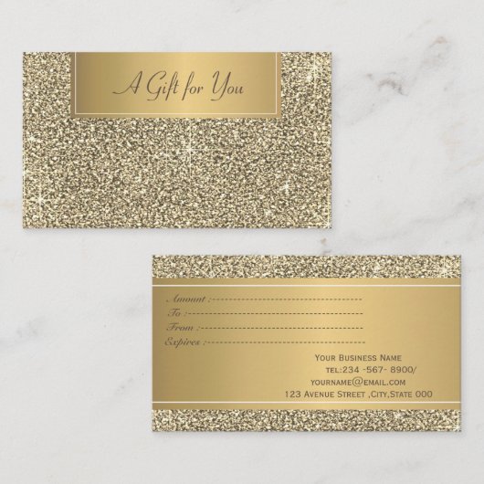Elegant Modern Luxury Gold Glitter Kortingskaartje (Voorkant / Achterkant)