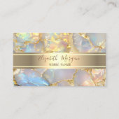 Elegant Modern Luxury Gold Stripe Opal Stone Visitekaartje (Voorkant)